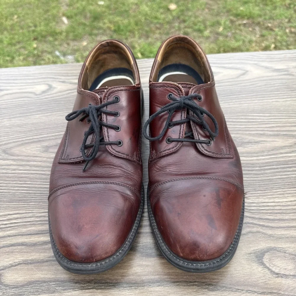 DOCKERS 090-2219 Brown Leather Cap Toe Casual‎ Dress Shoes Mens Size US 14M